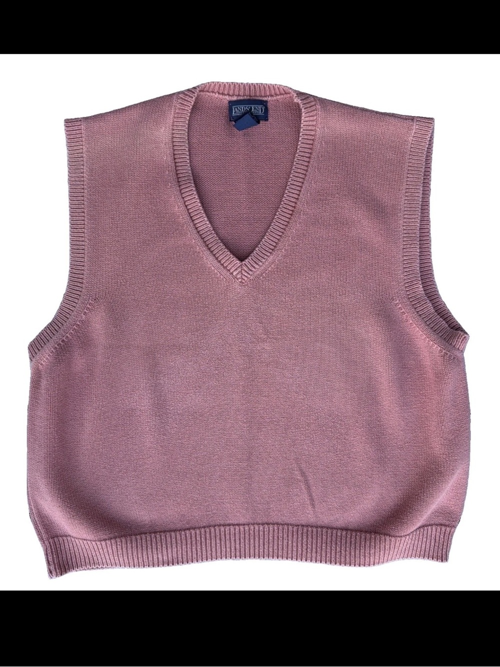 Vintage Lands End Faded Brick Red Knit Sweater Vest Size X-Large USA